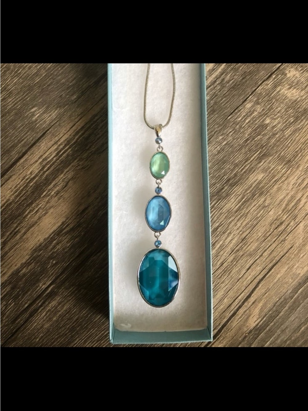 TOUCHSTONE CRYSTAL BY SWAROVSKI, SUMMER DROP PENDANT, BLUE, RHODIUM PLATING - Picture 3 of 13